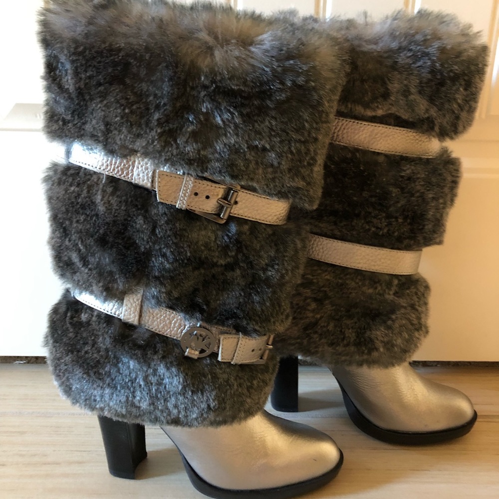 Gray Michael Kors “Charlie” faux fur boots